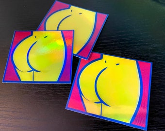 A Butt | Holographic Waterproof Pop Art Vinyl Sticker | Fun & Cheeky