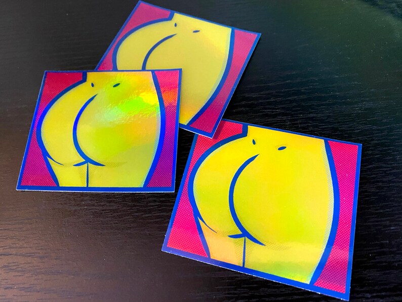 A Butt Holographic Waterproof Pop Art Vinyl Sticker Fun & Cheeky image 1