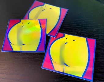 A Butt | Holographic Waterproof Pop Art Vinyl Sticker | Fun & Cheeky