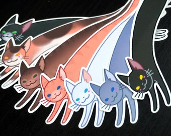 Long Cat Vinyl Sticker - 6in Cat Lover Decal