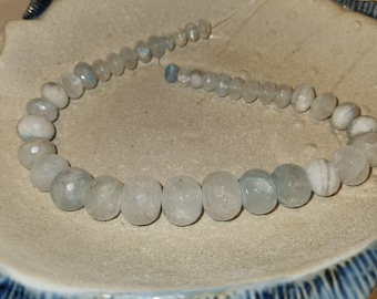 Tinted (slightly) Blue Quartz Faceted Crystal 16" strand