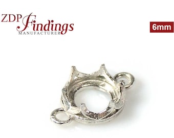 ZDP Findings MANUFACTURER - 10pcs 6mm Sterling Silver 925 Crown bezel setting, Spiked Round Cup Sterling Silver 925 (EVRD6LSH)