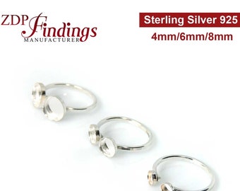 New!! 2pcs x Round Double Bezel Sterling Silver Adjustable 925 Blank Ring for Setting, Choose your Size (ALADJV) Silver Ring bezel