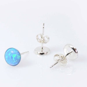10pcs x Round 6mm Bezel Post  Sterling Silver 925 Earring Making For Gluing Flat Back Cabochon Gemstone, Ear Backs Included (6206)