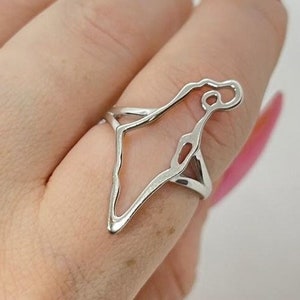 Umriss Karte von Israel Ring Sterling Silber 925 Jüdisches Geschenk Heiliges Land Anhänger Israel Stolz Judaica Ring