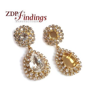 Kolczyki ślubne z kryształkami w kształcie łezki pasują do kryształów Swarovski Pear 4320 o wymiarach 18 x 13 mm i SS39, wybierz własne wykończenie (PO391813CRY2V)