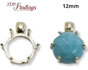 4pcs x Round 12mm Quality Bezel Setting Cup Sterling Silver 925 Pendant Setting Connector (571612)
