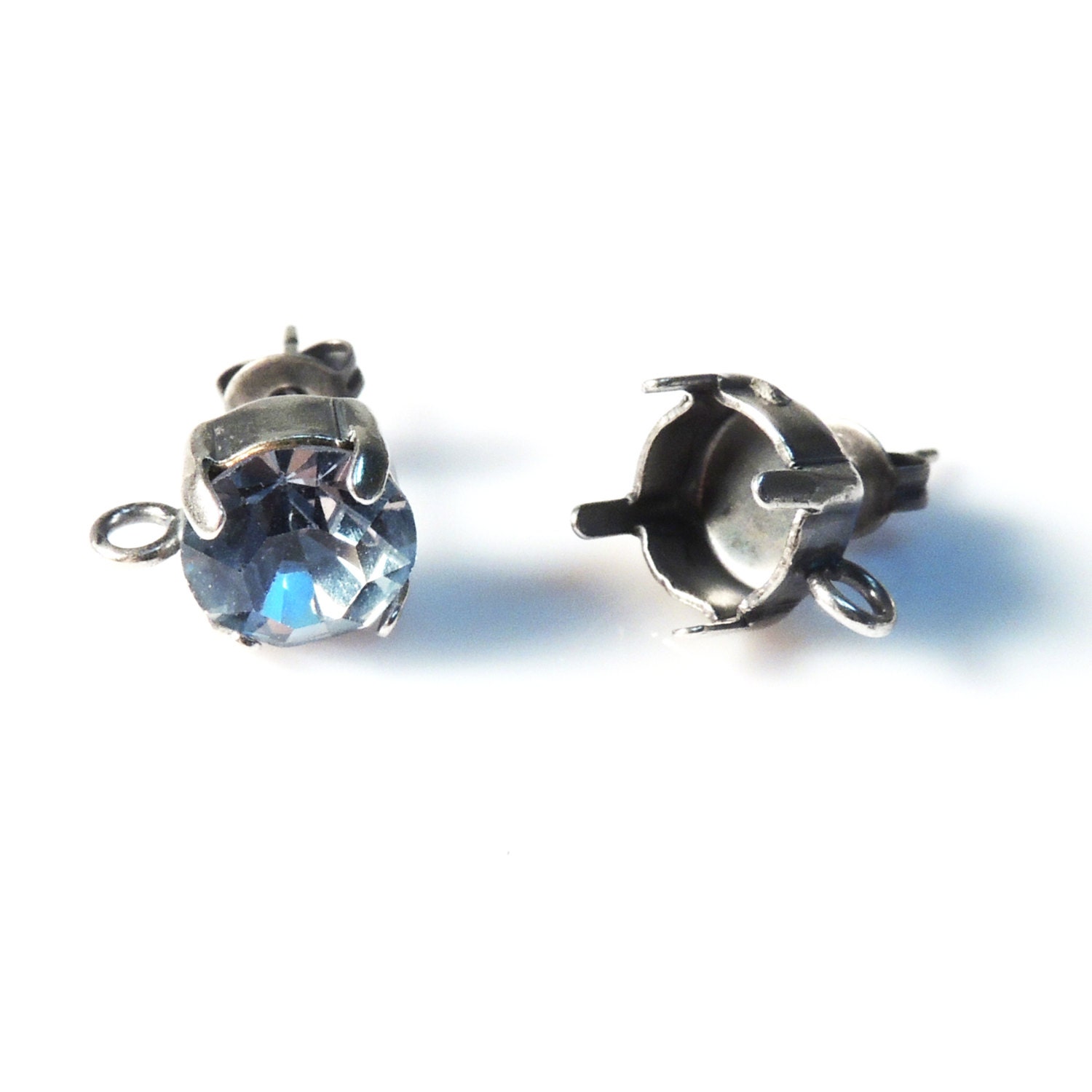 10pcs X Round 39ss Earrings Base Post With Loop for