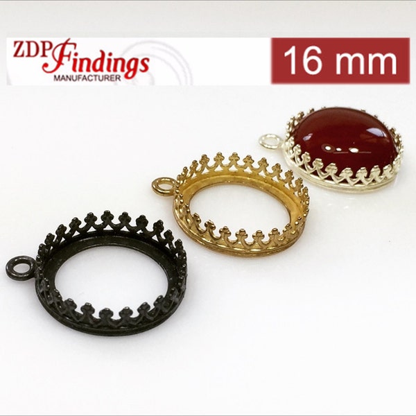 6pcs x Round 16mm Quality Cast Gallery Tray Bezel Setting, Choose Your Finish  (8163V)