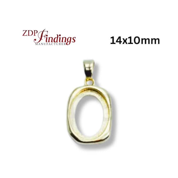 2pcs X 14x10mm Oval Bezel Cup Pendant Setting 14k Gold Filled by