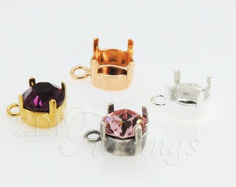 10pcs x 39ss Prong Bezel Settings Connector with ring fit Swarovski 1028, 1088, SS39. Choose your Finish (RD39PV)