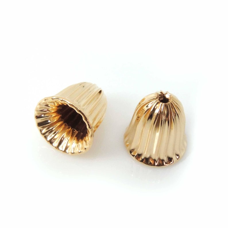1.5mm hole B910112 2pcs x 14K Gold Filled Delicate End Caps 12x12mm Laser Diamond Cut Textured Spacer Beads