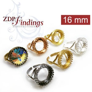 4pcs x Round 16mm Quality Cast Ring Bezel Cups For Setting - Choose your Finish (8482V)