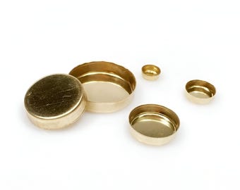 New! 14k Solid Gold Round Bezel Cups Settings, Choose your Size (2pcs)