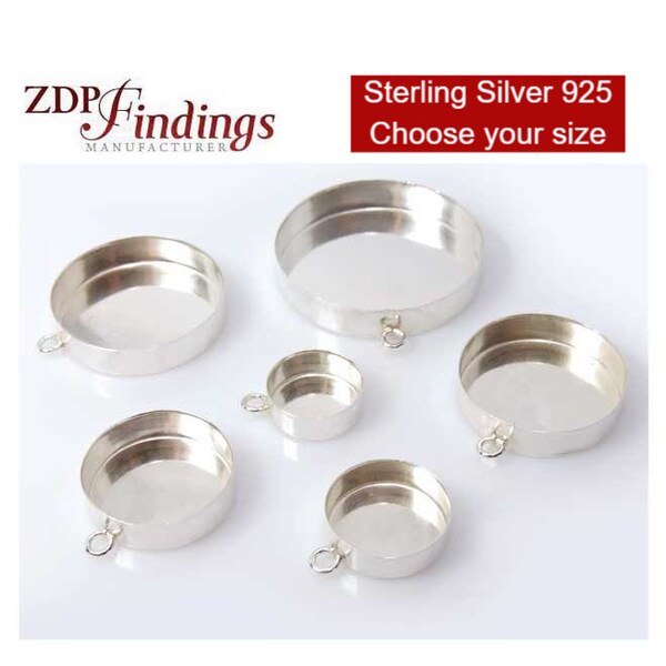 Get 15% Off: Deep Sterling Silver 925 Bezel Cup for High Stone Settings or Resin Rocks - Choose Your Size (RDV1H)