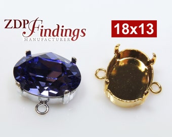 6個 x 18 x 13 mm 楕円形ベゼルカップ セッティング コネクタ