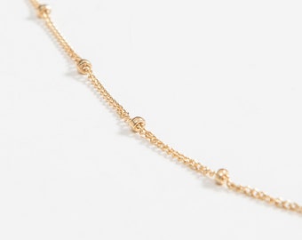 14k Gold Plated 1mm Link Beaded Drops Cable Chain 1 meter (571193)