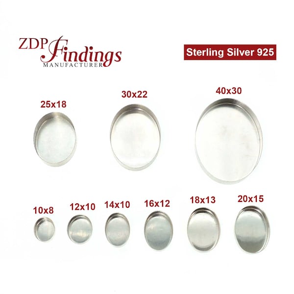 New! Extra Deep Oval Sterling Silver 925 Bezel Cup Tray For Setting High Stones or Resin rock, Choose your Size (OVVH) by  ZDP Findings