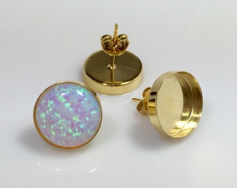 6pcs x Round 12mm Vermeil Bezel Earring Cups Shiny Gold Plated on 925 Sterling Silver (61012SHGP)by ZDP Findings MANUFACTURER