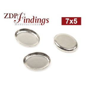 ZDP Manufacturer, 12pcs x Oval 7x5mm Bezel Cups Sterling Silver 925 (OV750V)