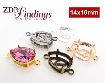 4pcs x Pear Shape Teardrop 14x10mm Cast Bezel Tray Setting fit European 4320 Crystal, Choose your Finish (N21LV)by ZDP Findings MANUFACTURER