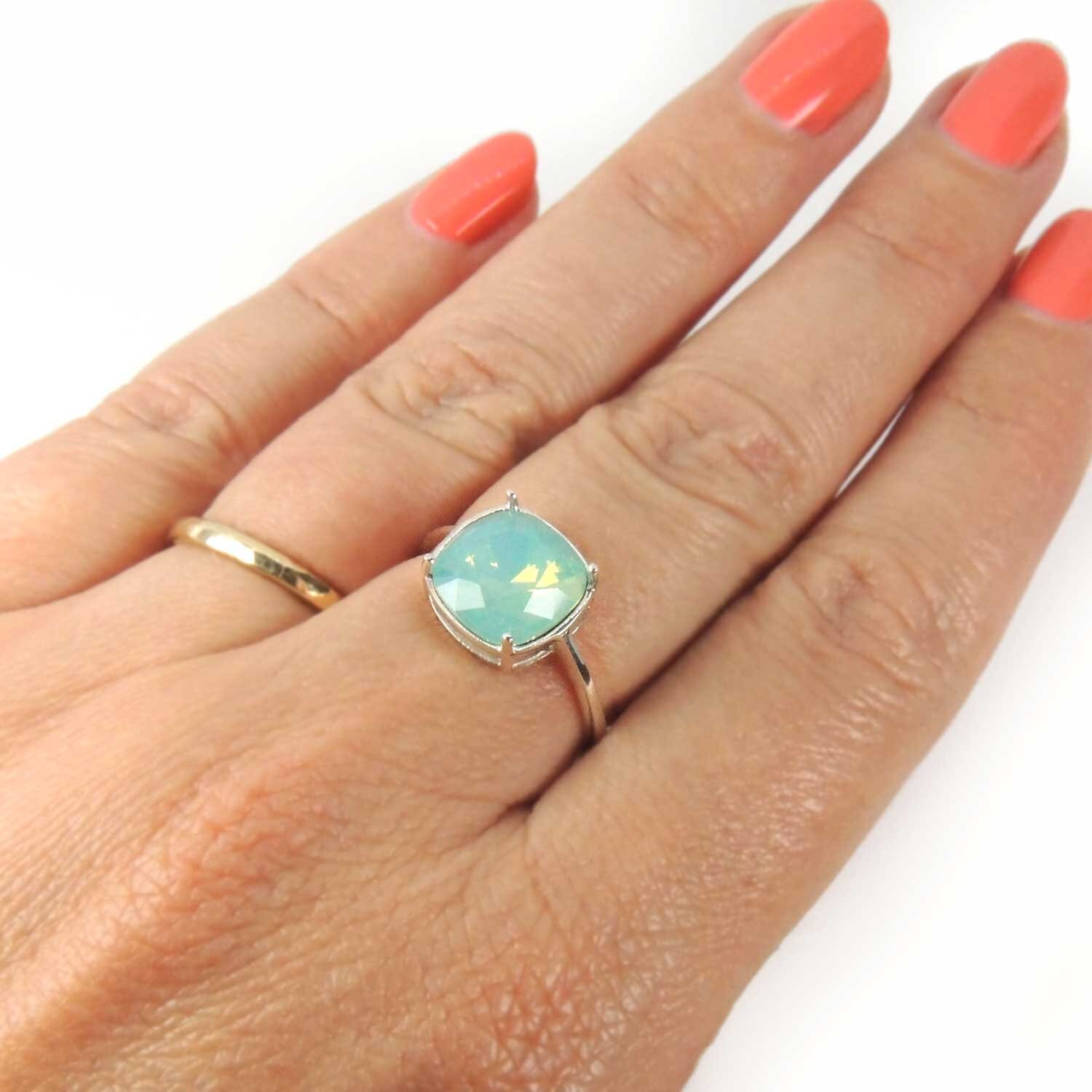 2個 x 10 mm スクエアベゼルリングセッティング スターリングシルバー