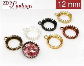 10pcs x Round 12mm Quality Cast Gallery Tray Bezel  Cup Setting, Choose Your Finish (8090V) by ZDP Findings MANUFACTURER