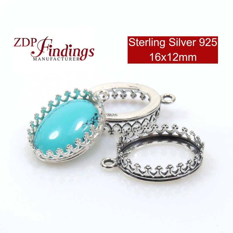 4pcs x Oval 16x12mm Quality Cast Bezel Cup For Setting Antique Oxidized Sterling Silver 925, Choose Your Finish 8165SV image 1