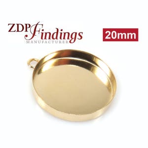 2pcs x Round 20mm Bezel Cup Pendand 14k Gold Filled (RD201GF)