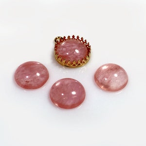 6pcs x Cherry Quartz Gemstone Cabochons Round 12mm (CHQRDCB12)