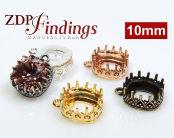 4pcs x Square 10mm Base Crown Bezel Tray for Pendant or Earrings Fit European 4470 Crystal, Choose your Finish ,DIY (L1SQ10PV) ZDP Findings