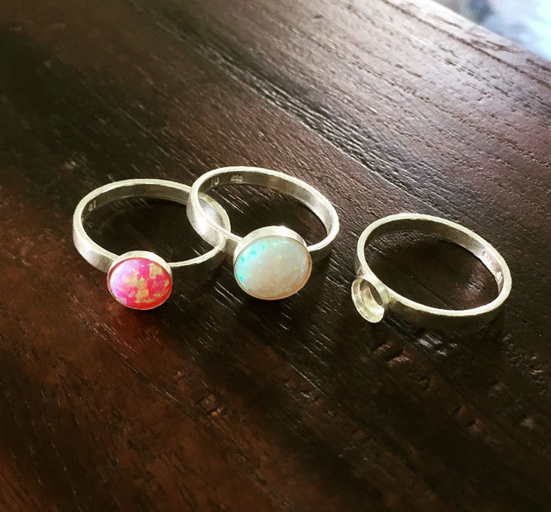 2pcs X Sterling Silver 925 Stacking Ring Round Bezel Setting Etsy