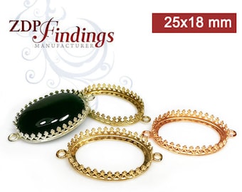 6pcs x Quality Cast 25x18mm Oval Bezel Cup Connector, Choose your Finish (8922V) by ZDP Findings MANUFACTURER