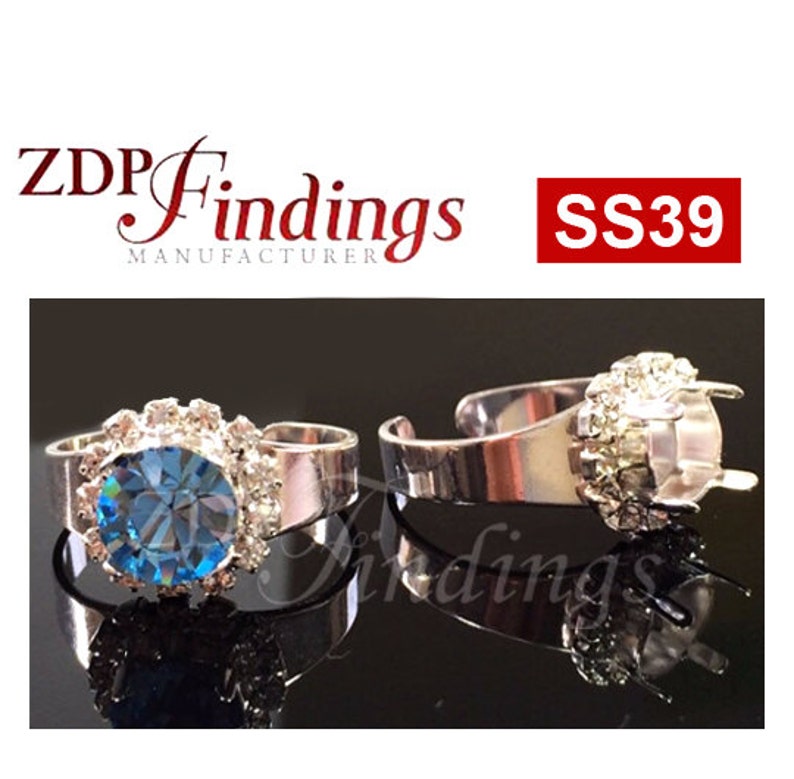 Crystal Setting Ring 8mm Bezel Adjustable Ring for Setting With Clear Crystals Rhinestone ...