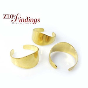 10pcs x Adjustable Shiny Brass Bronze Ring Making Setting Blank Base Large Strong Lead and Nickel Free Findings, 12mm top (RGBS2)