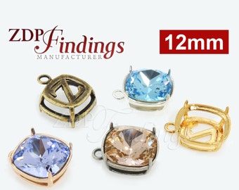 4pcs x Quality Cast 12mm Bezel Tray Setting fit Swarovski 4470 crystals DIY, Choose your Finish (N22PV)