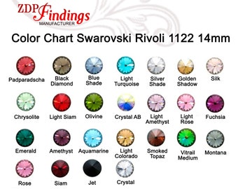 4pcs x Round 14mm Swarovski Rivoli 1122 Crystal, Choose Your Color (S112214RD)