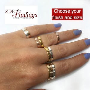 3pcs x Plain Shiny Anti Tarnish Classic Ring Blank Base Stacking Ring, Select Your Ring Size and Finish. (XRGBRXV)