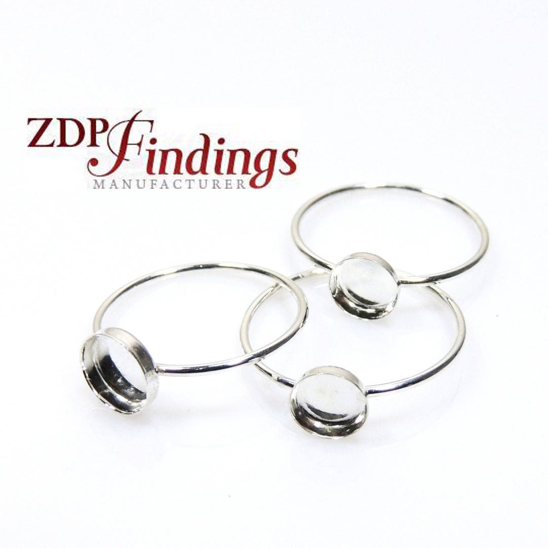  925 Sterling Silver Round Bezel Ring Blanks fit 15mm