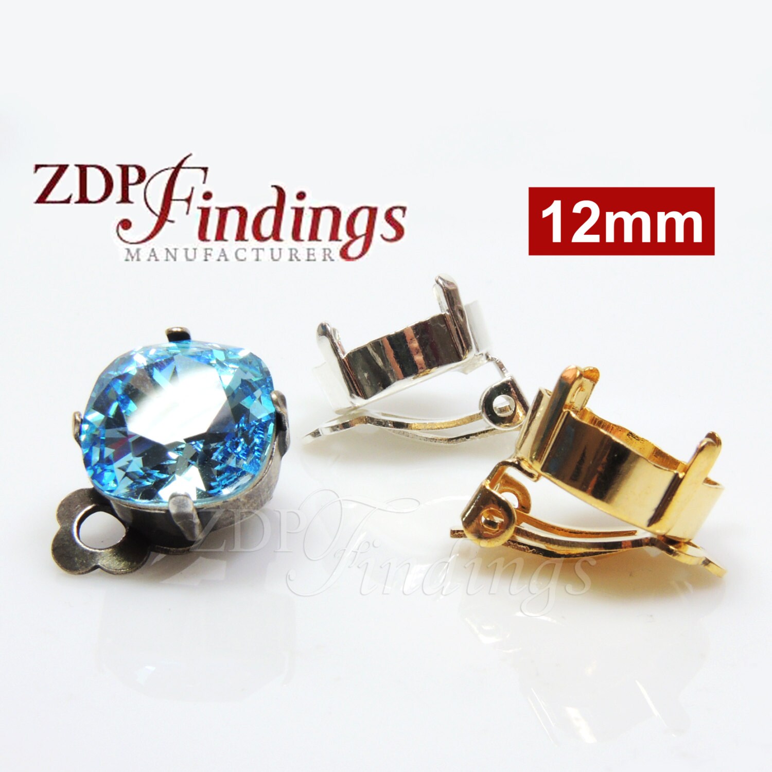 4pcs x 12mm 4470 European Crystals Square Bezel Setting Earrings 2 pairs 