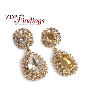 Kolczyki ślubne z kryształkami w kształcie łezki pasują do kryształów Swarovski Pear 4320 o wymiarach 18 x 13 mm i SS39, wybierz własne wykończenie (PO391813CRY2V)