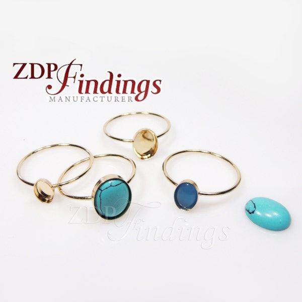 1pc x 14k Gold Filled delicate Skinny Stacking Bezel cup Ring fit Oval Cabochon Gemstone, Choose Your Size (TGF)  ZDP Findings MANUFACTURER