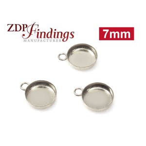 24pcs x Round 7mm Bezel Cup with Ring Sterling Silver 925 (RD71)