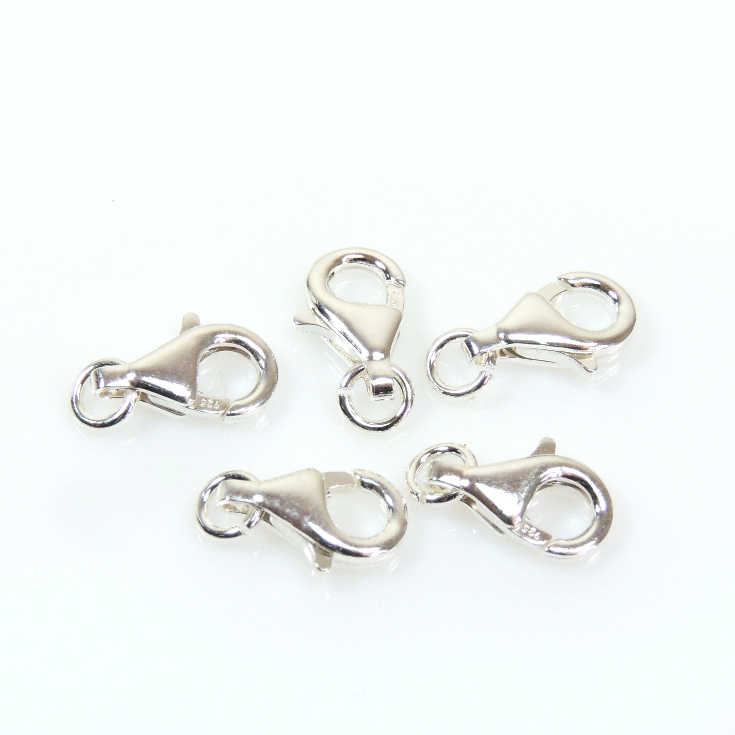スターリングシルバー 925 ロブスタークラスプ 9 mm リング付き 20 個