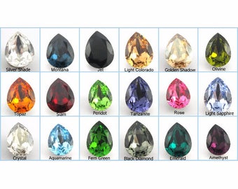 2pcs x 18x13mm Pear Shape European Crystal 4320 Fancy Stone Multi Colors Teardrop Rhinestone (S43201813)