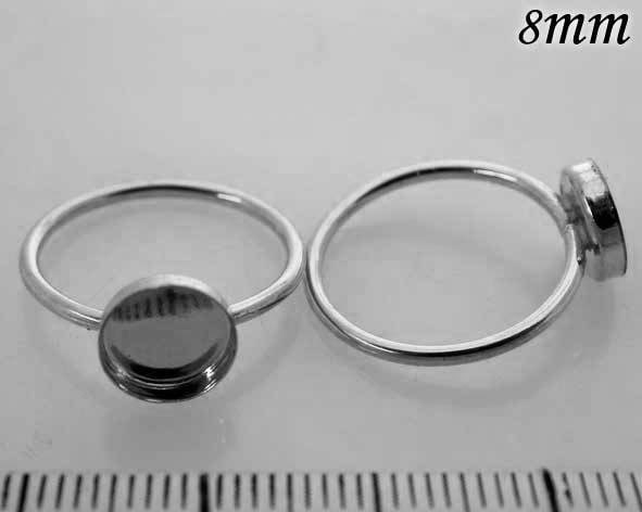 2pcs X Round 8mm Sterling Silver 925 Bezel Cup on Ring . Select
