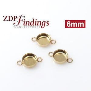 6pcs x Round 6mm Bezel Cups Connector 14k Gold Filled (RD64GF)