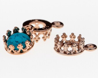 10pcs x Quality Cast 6mm Round Bezel Cups VERMEIL, Rose Gold on Sterling Silver 925 (9377SHRP)