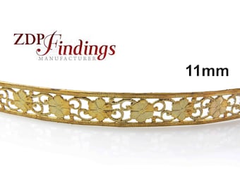 24 Inch (61cm) x 11mm Width Brass Strip Gallery Decorative  Filigree Pattern Wire Jewelry Making (C4100124BR)