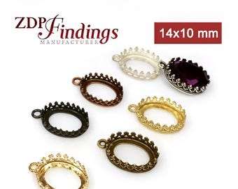 10pcs x Oval 14x10mm Quality Cast Gallery Tray Bezel Setting fit Swarovski 4120,Choose Your Finish (8162V) by ZDP Findings MANUFACTURER